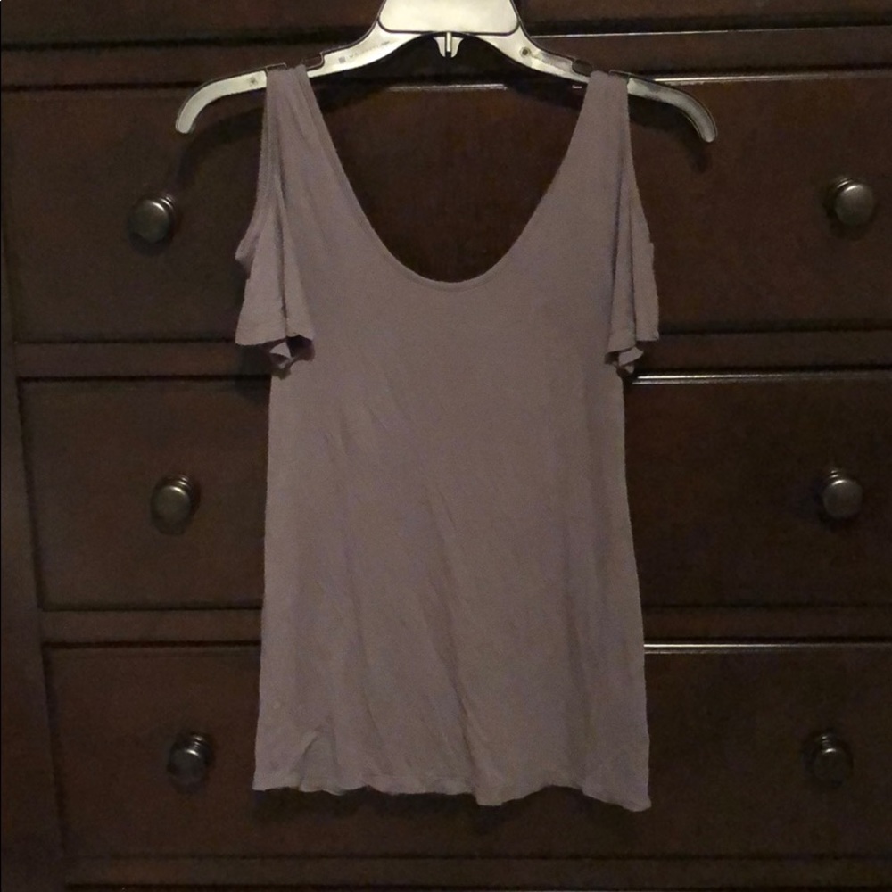 Gray Off The Shoulder Top